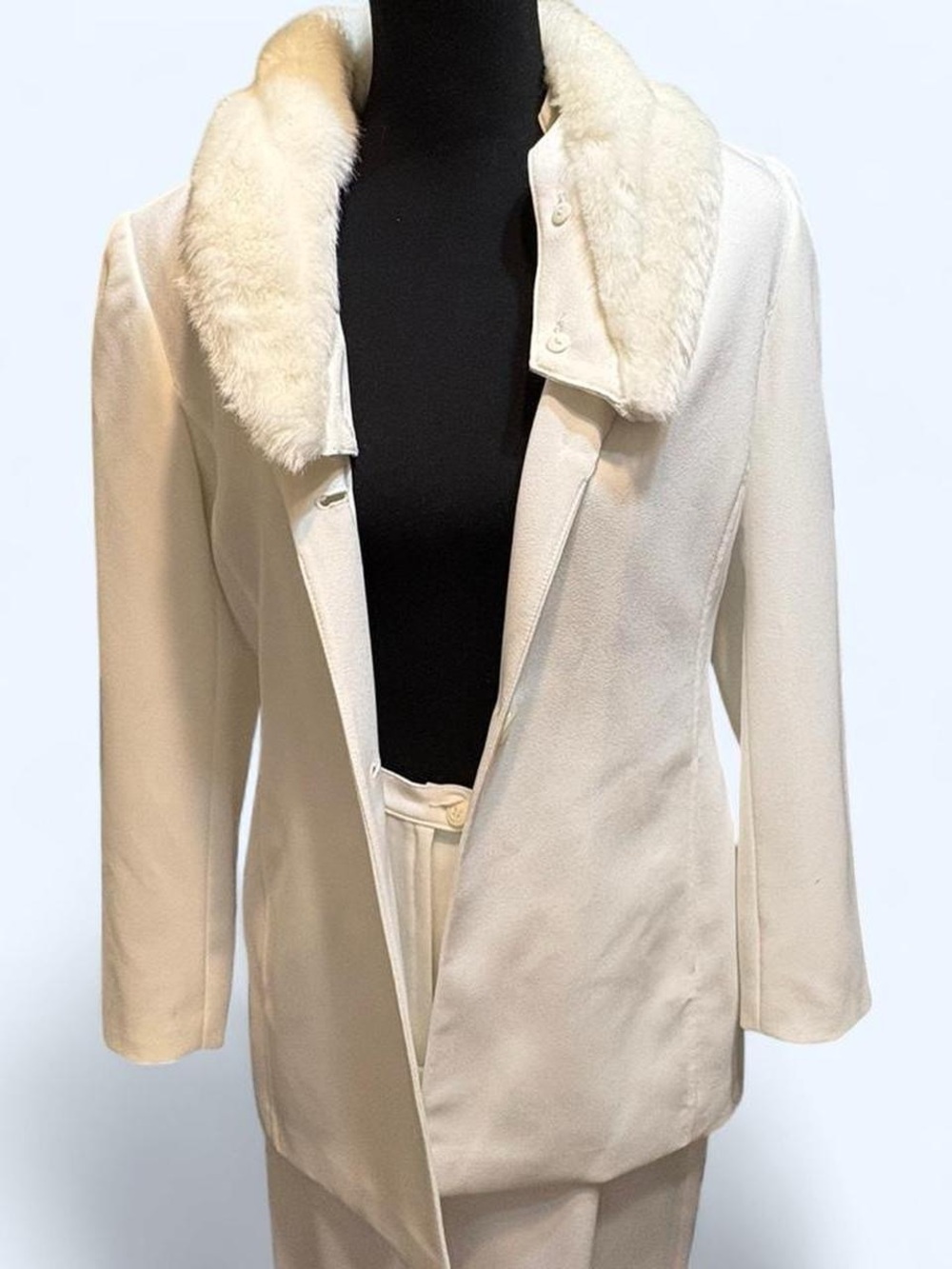 Vintage faux fur white skirt set